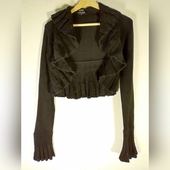 90's Y2K Luciano Dante Vintage Retro Bell Sleeve Cardigan Black Fairy Grunge M - Picture 5 of 10